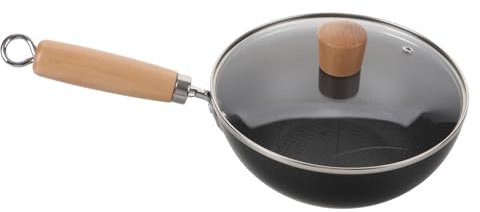 NOLITOY Induction Frying Pan Lid Mini Wok Pan Non Stick Surface Easy to Hold Heat Handle Versatile