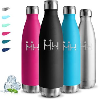Gourde Isotherme, Gourde 750 ml, Sans BPA, Gourde Sport, 24h Froid & 12h Chaud, Gourde Inox, Anti Fuite, Gourde Metal, Facile à Transporter, Bouteille d'eau pour École, Bureau, Voyage, Camping, Noir