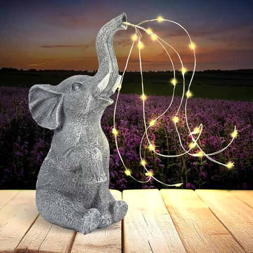 hopeful 1 Solar Garten Elefant LED-Licht, Bewässerung Dekoration Tier Statue, Fee Garten Zubehör, Innenhof und Balkon Dekoration, Muttertag Mutter Geschenk, perfekte Wahl für Thanksgiving