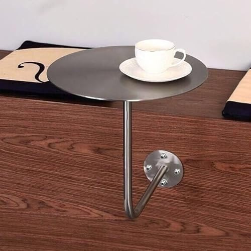 Kleiner runder Wandtisch, Beistelltisch aus Edelstahl zur Wandmontage, Standtisch, schwebender Schreibtisch, platzsparender moderner runder Pub-Stehtisch für Cafés, drinnen/draußen(L-type,35cm/13.7in)