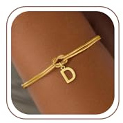 SLOONG Einschulung Geschenk - Armband mit Buchstaben für Frauen Mädchen | Vergoldet/Versilbert Knot Armband Hypoallergen Armbänder Geburtstagsgeschenk Geschenke für Frauen Mädchen Kinder Schmuck
