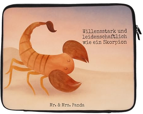 Mr. & Mrs. Panda Laptop Sleeve Sternzeichen Skorpion Design 20 x 28 cm - Geschenk, Notebook Hülle, Geburtstag November, Oktober, Skorpione, Tasche, Laptoptasche, Laptophülle
