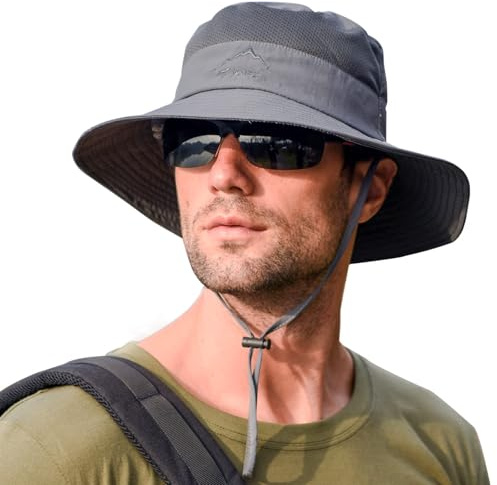 Rosoz Cappello da pescatore, UPF 50+, cappello estivo da uomo, cappello da pesca, cappello da pescatore, cappello tropicale, cappello da ranger, cappello da uomo, campeggio, pesca, viaggi, spiaggia