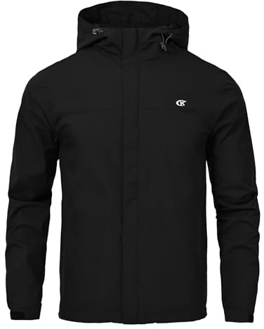 Huayuzh Men's Softshell Jackets Mens Waterproof Jacket Outdoor Lightweight Breathable Windbreaker Hiking Camping Coat Black XL