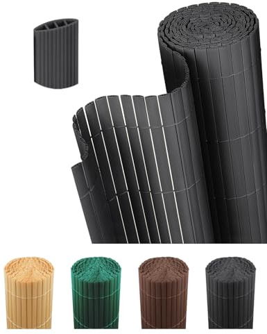 paramondo PVC Sichtschutzmatte Dreifache Verstärkung, 150x500cm Anthrazit | Privatsphäre Balkon Sichtschutz Zaun für Garten Terrasse, Sichtschutzzaun Windschutz Wetterfest mit Strukturierte Oberfläche
