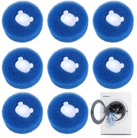 8 Pack Pet Hair Remover Laundry Balls, Reusable Washing Machine Lint Catchers, Anti-Tangle Fur Removers for Dog Cat Hair on Clothes Bedding, Blue