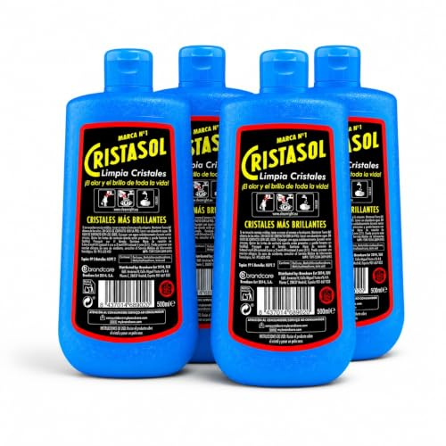 Cristalsol Limpia Cristales 500 ml Pack 4 | Vídrios y Espejos | RASMACOR | Olor y brillo de toda la vida. Acabado transparente. Uso diario.