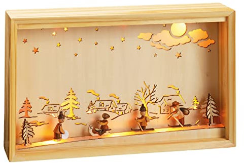 hellum 878608 LED-Innen-Beleuchtung, Holz, natur, 34,5 x 7 x 21,5 cm