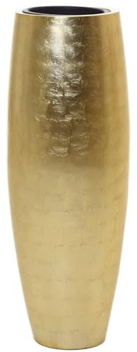 VIVANNO Pflanzkübel Bodenvase Fiberglas Magnum Gold Blatt-Optik Hochglanz - 100x29