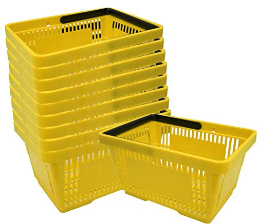 10 corbeilles de vente en plastique avec anse 20 litres 40cm gerbable jaune