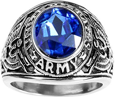 HAMANY Schmuck Edelstahl Herren Ring mit Zirkon,Falke Eagle US Armee,Größen 59 (18.8)