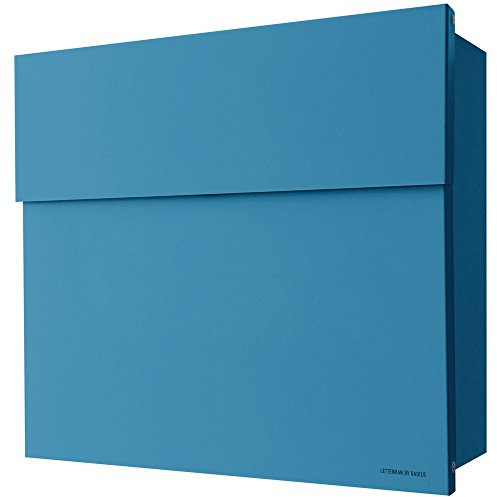 Radius® Designer Briefkasten - 10 Jahre Funktions- und Korrosionsgarantie - Postkasten inkl. Montagematerial aus DE – Letterman 4 Blau