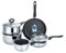 Buckingham SET OF 5 INDUCTION AIR VENTED GLASS LID SAUCEPAN NON STICK FRYING POT MILK PAN CASSEROLE BAKELITE HANDLE, Stainless Steel, 46 x 28 x 16 cm