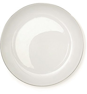 Excelsa Platinum Piatto Frutta, Porcellana, Bianco/Bordo Argento, 22x22x1.5 cm