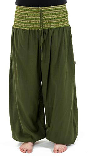 FANTAZIA - Pantalones Harem de Gran tamaño, Mixtos del ejército Verde pakho - Talla única Caqui