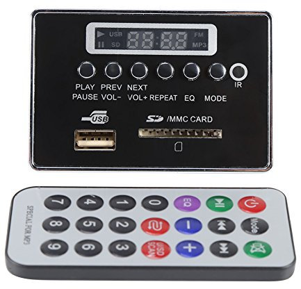 DC12V Module Décodeur Audio Bluetooth Support WMA/WAV/MP3 Disque Flash USB SD TF Radio FM avec Télécommande(Couleur Noir)