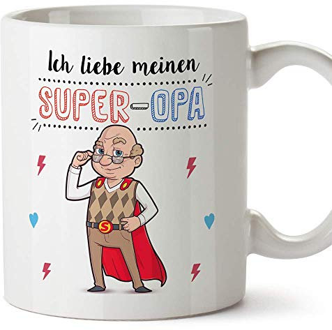Mugffins Opa Tasse/Becher/Mug - Ich Liebe Meinen Super-Opa - Schöne und lustige Kaffeetasse als Geschenkidee für Großväter. Keramik 350 mL