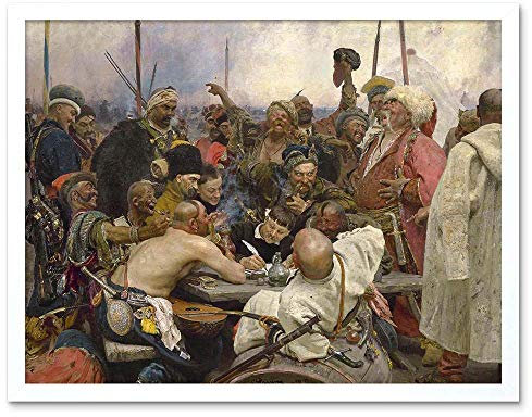 Wee Blue Coo Ilya Yefimovich Repin Cossacks Old Master Painting Art Print Framed Poster Wall Decor Kunstdruck Poster Wand-Dekor-12X16 Zoll