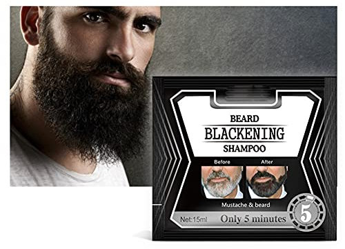 Allbestaye Bartshampoo Bart Schwärzung Dye Natürliches Schwarz Only 5 Minutes Lasts 4 Weeks (1pcs)