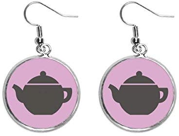 Teapot China Pattern Ear Dangle Silver Drop Earring Jewelry Woman