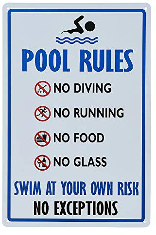 dojune - Pool Rules Schild mit Aufschrift No Diving No Running No Food No Glass, einfach zu montieren.