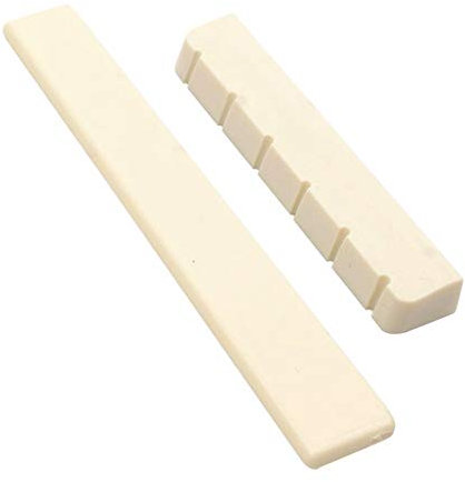 Alnicov Guitar Saddle Nut Cattle Bone Slotted for 6 String Acoustic Guitar Replacement