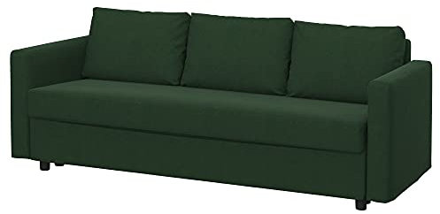 Soferia Kompatible Ersatzbezug fur FRIHETEN 3-er Bettsofa, Stoff Majestic Velvet Bottle Green (FLECKENABWEISEND und WASSERABWEISEND), Grün