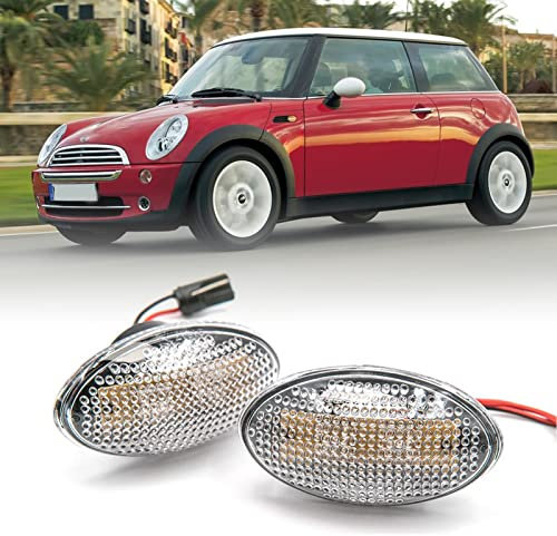 njssjd LED-Seitenmarkierungsblinker, Repeater-Lichter, bernsteinfarben, klar, Blinker für Mini C00per R50 R52 R53