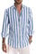 Meilicloth Men's Striped Fashion Shirts Button Down Long Sleeve Hawaiian Shirt Casual Beach Tops Sky Blue