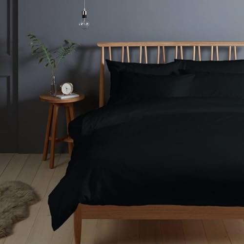 Pizuna Bettwäsche 200x200 + 70x90 Baumwolle Schwarz 400 Fadenzahl