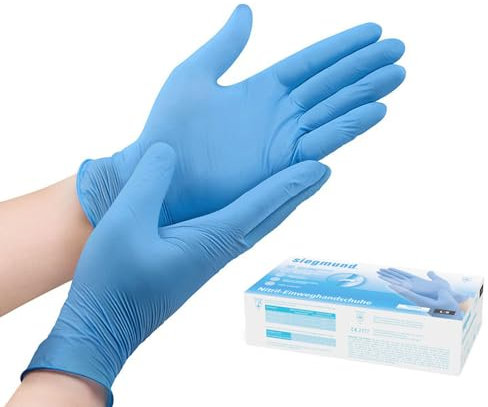 100x Siegmund Nitril-Einweghandschuhe blau - Größe L - dehnbare, puderfreie, medizinische Nitrilhandschuhe höchster Qualität - undurchlässig für Bakterien, Pilze und Viren