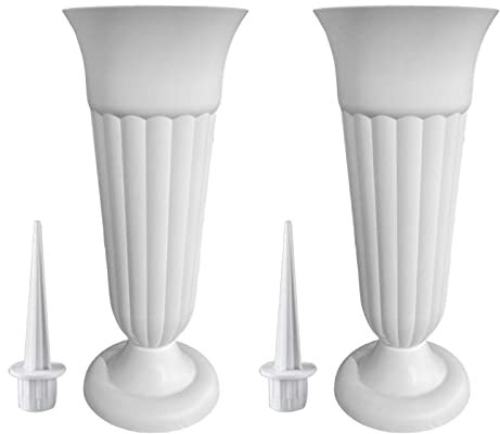 Colcolo Paquete de 2 jarrones de de Tumba de Cementerio, jarrones de Cementerio de decoración de Tumba Desmontables con, jarrón de Flores, Blanco