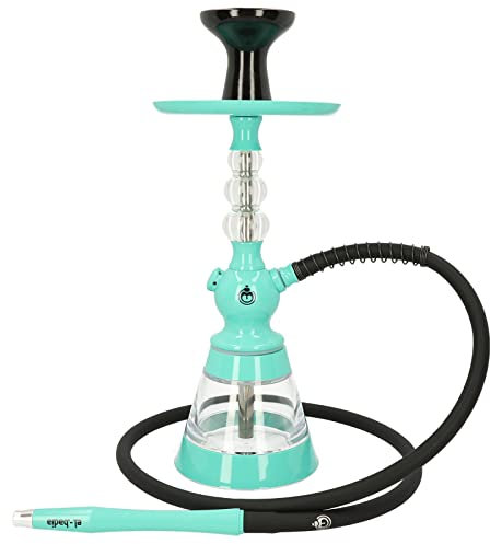 Chicha EL-BADIA® CELESTE – 45 cm – Chicha Légère avec Vase Acrylique, Tuyau Silicone, Manche Métal & Foyer Phunnel – Design Iconique et Couleurs Tendance (Mint Green)