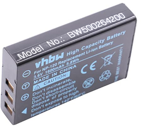 vhbw 1x Akku kompatibel mit Rollei Powerflex 350 WiFi Kamera (1600 mAh, 3,6 V, Li-Ion)