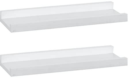 PHOENANCEE Hängeregale Dekoration, breites Wandregal, Holzregal für Badezimmer, Schlafzimmer, Küche, Regale, 43 x 13 x 4 cm, 2er-Set, Wetterweiß