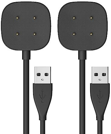 Sinoacc Lot de 2 chargeurs USB de rechange 1 m pour Fitbit Sense 2, Sense, Versa 4, 3 Smartwatch