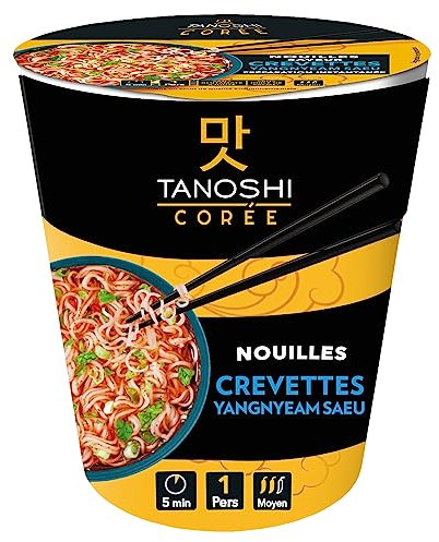 TANOSHI - Cup Crevettes Yangnyeam Saeu - Sans Huile De Palme - Sans Glutamate Ajouté - 1 Personne - 65 g