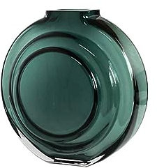 Surwin Vase en Verre, Vases Decoratifs Moderne pour Intérieur & Mariage Vase en Verre Transparent pour Décoration Table à Dîner, Bureau Intérieur, Salle de Réunion, Noël (Rond Vert foncé)