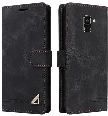 OKZone Kompatibel mit Samsung Galaxy J6 2018 Hülle, Halterung Standfunktion Kartenfach Wallet Schutzhülle 360 Grad Stoßfest Premium Leder Schutzhülle Handyhülle für Samsung Galaxy J6 2018 (Schwarz)