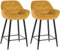CLP 2er Set Barhocker Gibson Samt I Sitzhöhe 76 cm I Tresenstühle Mit Fußstütze, Farbe:gelb