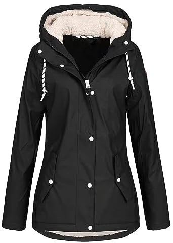 Manteaux Imperméables Vestes Femme Coupe Grande Taille Pardessus Épais Couleur Unie Rayé avec Cordon À Capuche Manteau de Neige Veste Vêtements D'Extérieur Automne Hiver