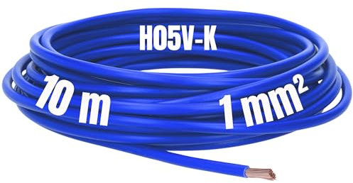 10 m Kalitec Cavo di cablaggio flessibile in PVC, 10 m, H05V-K, 1 mm², 1 mm², cavo di cablaggio flessibile, cavo singolo in PVC, cavo da 1 mm2, cavo a filo singolo, cavo di commutazione