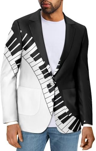xixirimido Herren Blazer Casual Jacke Mantel Regular Fit Sport Leicht Ein-Knopf Anzug Übergröße, Musik-Tastatur, S