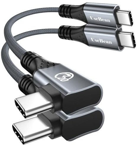 240W USB C auf USB C Kabel 0.2M[2 Stück], Rechtwinklig USB 3.2 Gen 2 Kabel | 20Gbps Typ C Datenkabel, PD 3.1 Typ C auf C Schnellladung, 4K Video Kabel für iPhone 17 16 15,Galaxy S26, iPad MacBook Pro
