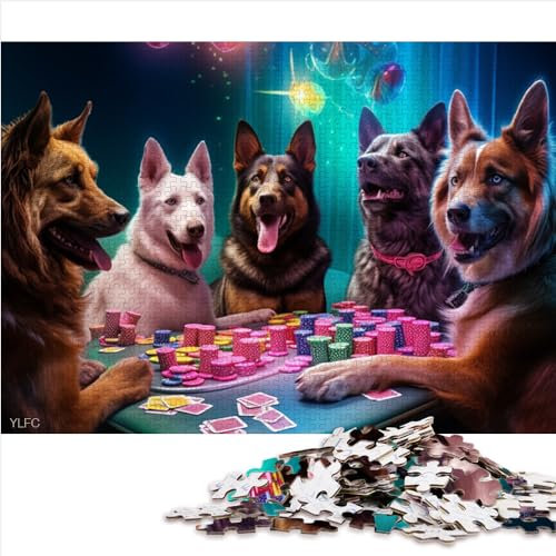 Dogs playing poker Puzzle for Adults and the jigsaw 1000 pieces for adults Suitable for adults and children over 12 years old Game Toys (26x38cm)