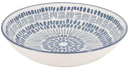 ROCKING GIFTS Plato Hondo Estampado Gris y Blanco 20,5cm - Vajilla de Loza Apto para lavavajillas y microondas