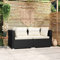NITCA 2-Sitzer-Sofa Balkon Lounge Klein Rattan,Loungemöbel Klein Schwarz und Creme,Lounge Klein Balkon,Gartensofa,Lounge Moebel Balkon Klein mit Kissen,Terrassenmöbel Rattan(2-Sitzer)