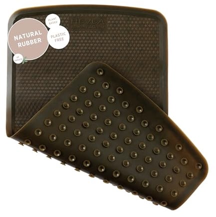 HEVEA Baby & Kleinkind Badematte - 100% Naturkautschuk Antirutschmatte Badewanne Kinder - Upgecycelt, Danish Design - Sicher & Nachhaltig Badezimmer Essential (Anthrazitschwarz)