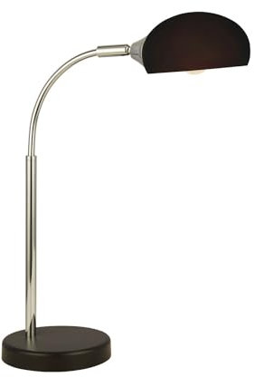Licht-Erlebnisse Schreibtischlampe Schwarz E14 49 cm verstellbarer Schirm Glas Metall Retro Design Tischleuchte Wohnzimmer Tischlampe Arbeitszimmer