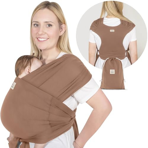 KeaBabies Tragetuch Baby Neugeboren - D-Lite Elastisches Baby Tragetuch Neugeborene, Einfach Anzuziehen Babytrage Neugeborene Ab Geburt, Ring-Trage Babytragetuch Ohne Binden (Terracotta)
